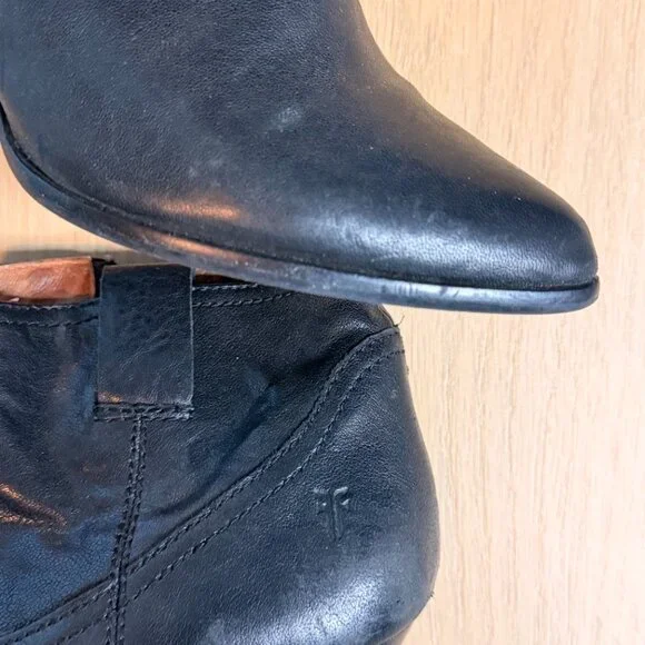 Frye Reina Western Black Leather Short Ankle Bootie Size 6 - Picture 6 of 6